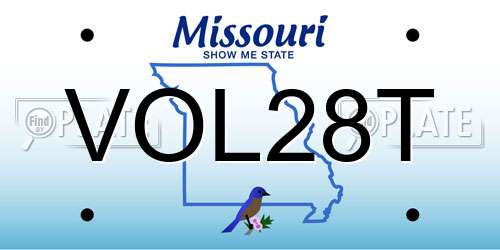 VOL28T Missouri License Plate
