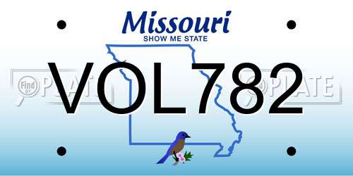 VOL782 Missouri License Plate