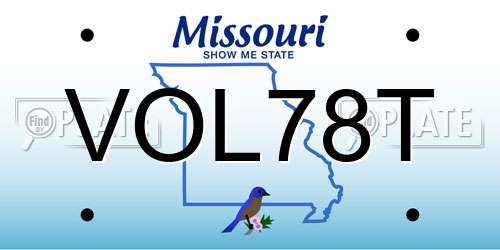 VOL78T Missouri License Plate
