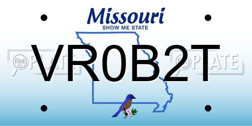 VR0B2T Missouri License Plate