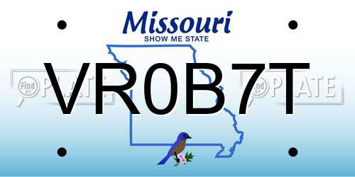VR0B7T Missouri License Plate