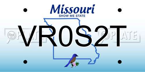 VR0S2T Missouri License Plate
