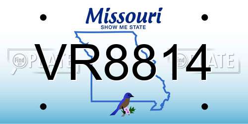 VR8814 Missouri License Plate