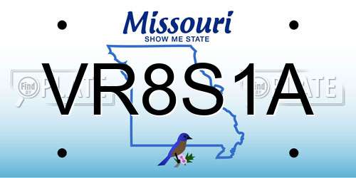 VR8S1A Missouri License Plate