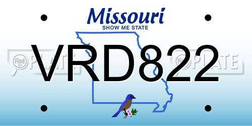 VRD822 Missouri License Plate