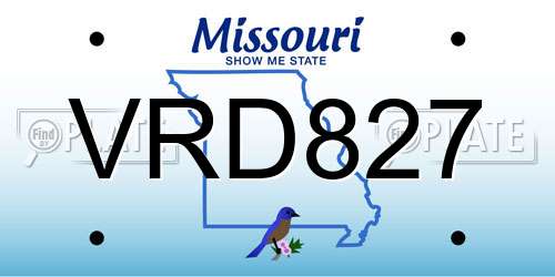 VRD827 Missouri License Plate