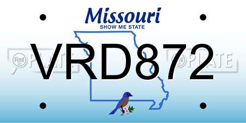 VRD872 Missouri License Plate