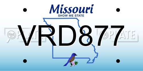 VRD877 Missouri License Plate