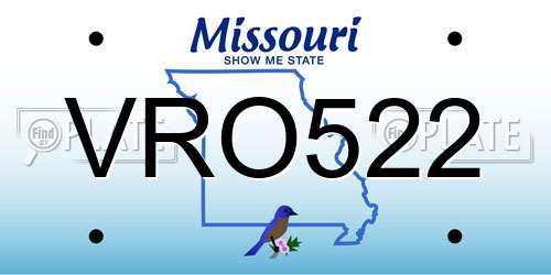 VRO522 Missouri License Plate