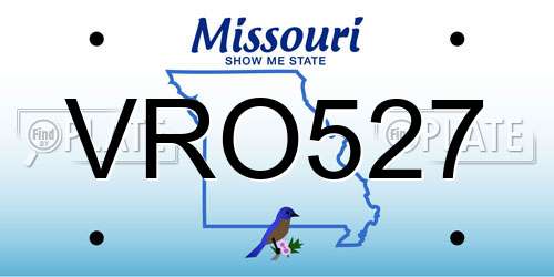 VRO527 Missouri License Plate