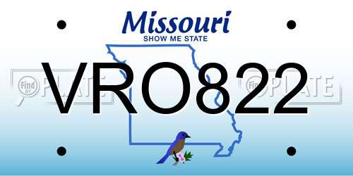 VRO822 Missouri License Plate
