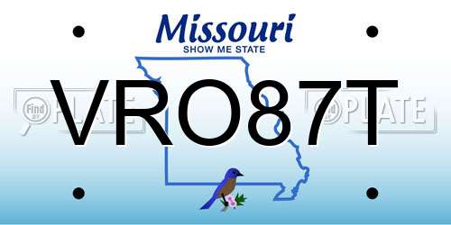 VRO87T Missouri License Plate