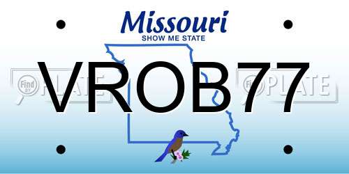 VROB77 Missouri License Plate