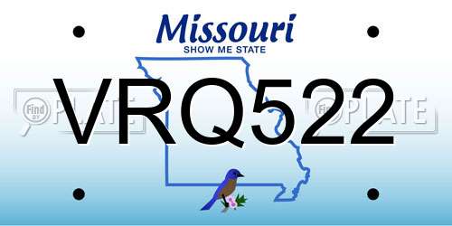 VRQ522 Missouri License Plate