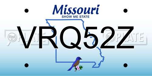 VRQ52Z Missouri License Plate
