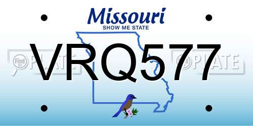 VRQ577 Missouri License Plate