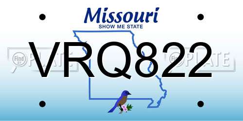 VRQ822 Missouri License Plate
