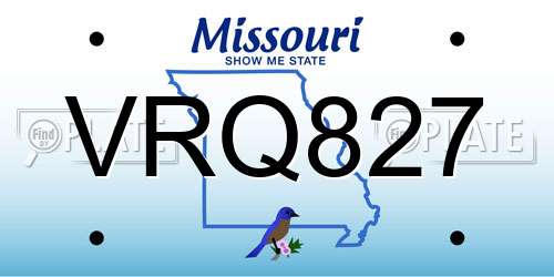 VRQ827 Missouri License Plate
