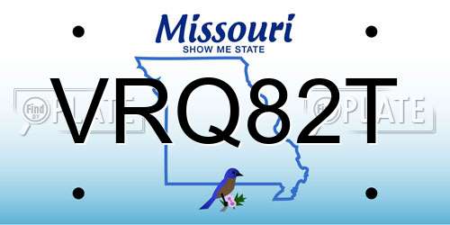 VRQ82T Missouri License Plate