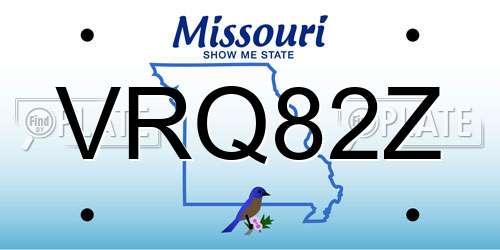 VRQ82Z Missouri License Plate