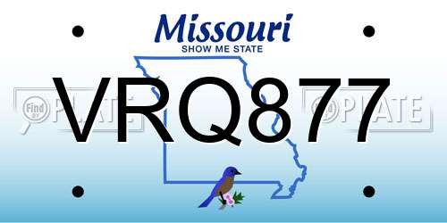 VRQ877 Missouri License Plate