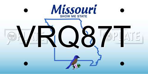 VRQ87T Missouri License Plate