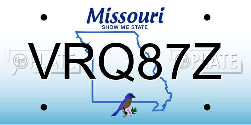 VRQ87Z Missouri License Plate