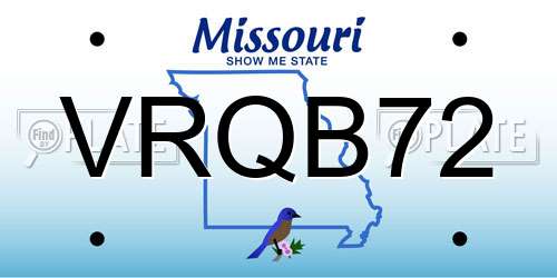 VRQB72 Missouri License Plate