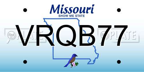 VRQB77 Missouri License Plate