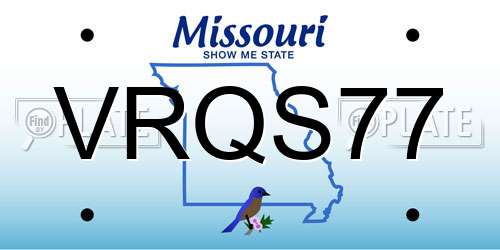 VRQS77 Missouri License Plate