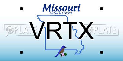 VRTX Missouri License Plate