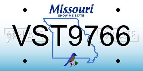 VST9766 Missouri License Plate