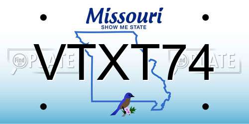 VTXT74 Missouri License Plate