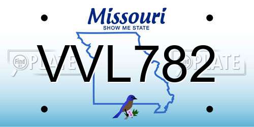 VVL782 Missouri License Plate