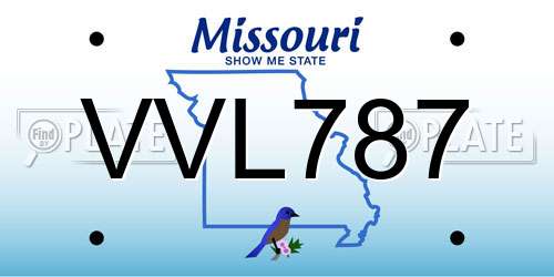VVL787 Missouri License Plate