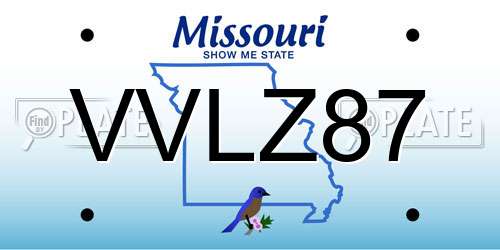 VVLZ87 Missouri License Plate