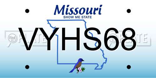 VYHS68 Missouri License Plate