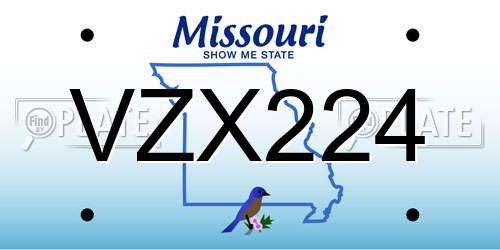VZX224 Missouri License Plate