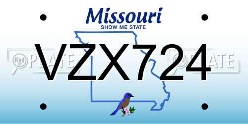 VZX724 Missouri License Plate