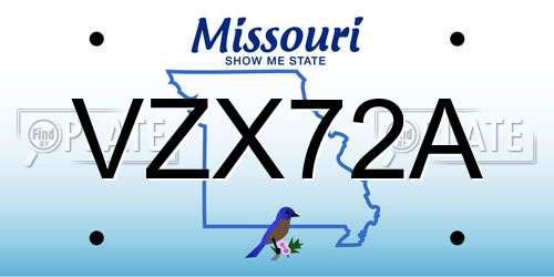 VZX72A Missouri License Plate