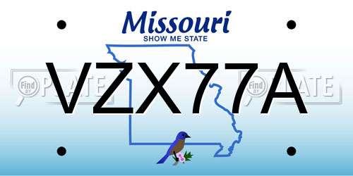 VZX77A Missouri License Plate