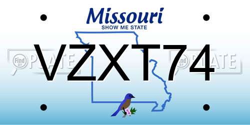 VZXT74 Missouri License Plate