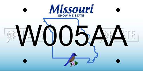 W005AA Missouri License Plate