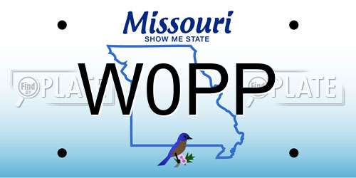 W0PP Missouri License Plate