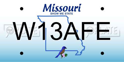W13AFE Missouri License Plate