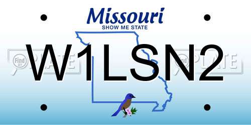 W1LSN2 Missouri License Plate