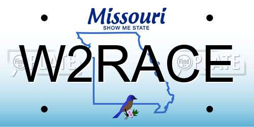 W2RACE Missouri License Plate