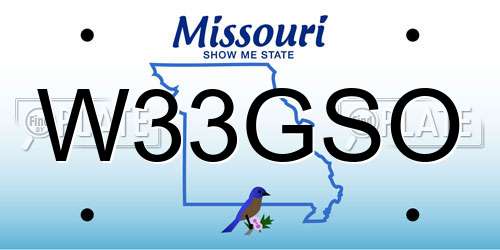 W33GSO Missouri License Plate