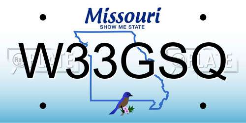 W33GSQ Missouri License Plate