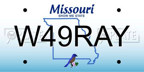 W49RAY Missouri License Plate